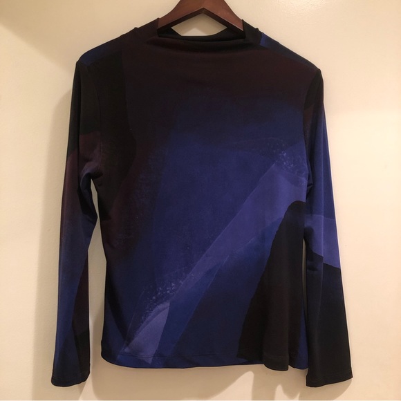 Clara Sun Woo Draped Neck Side Ruched Top - Purple Watercolor size XS - Picture 4 of 9